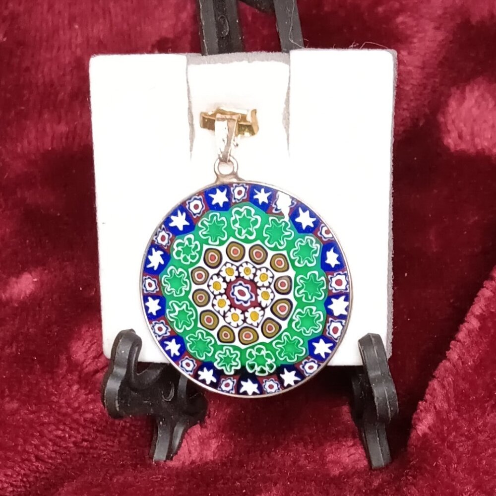 Hand-blown Murano Glass Sterling Silver Venetian Pendant